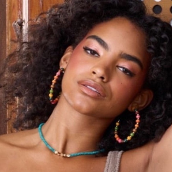 Park Lane Jasper Earrings! 2.5” Hoops!! Wooden Beads!!! BNIP!!!! - Picture 3 of 6